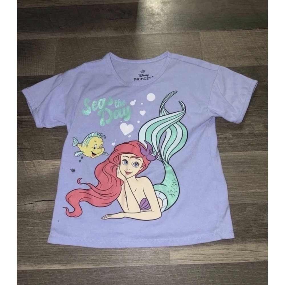Disney Princess Ariel The Little Mermaid & Flounder Shirt for Girl's Size 6x
